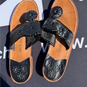 Jack Rogers Black and Tan Leather Sandals